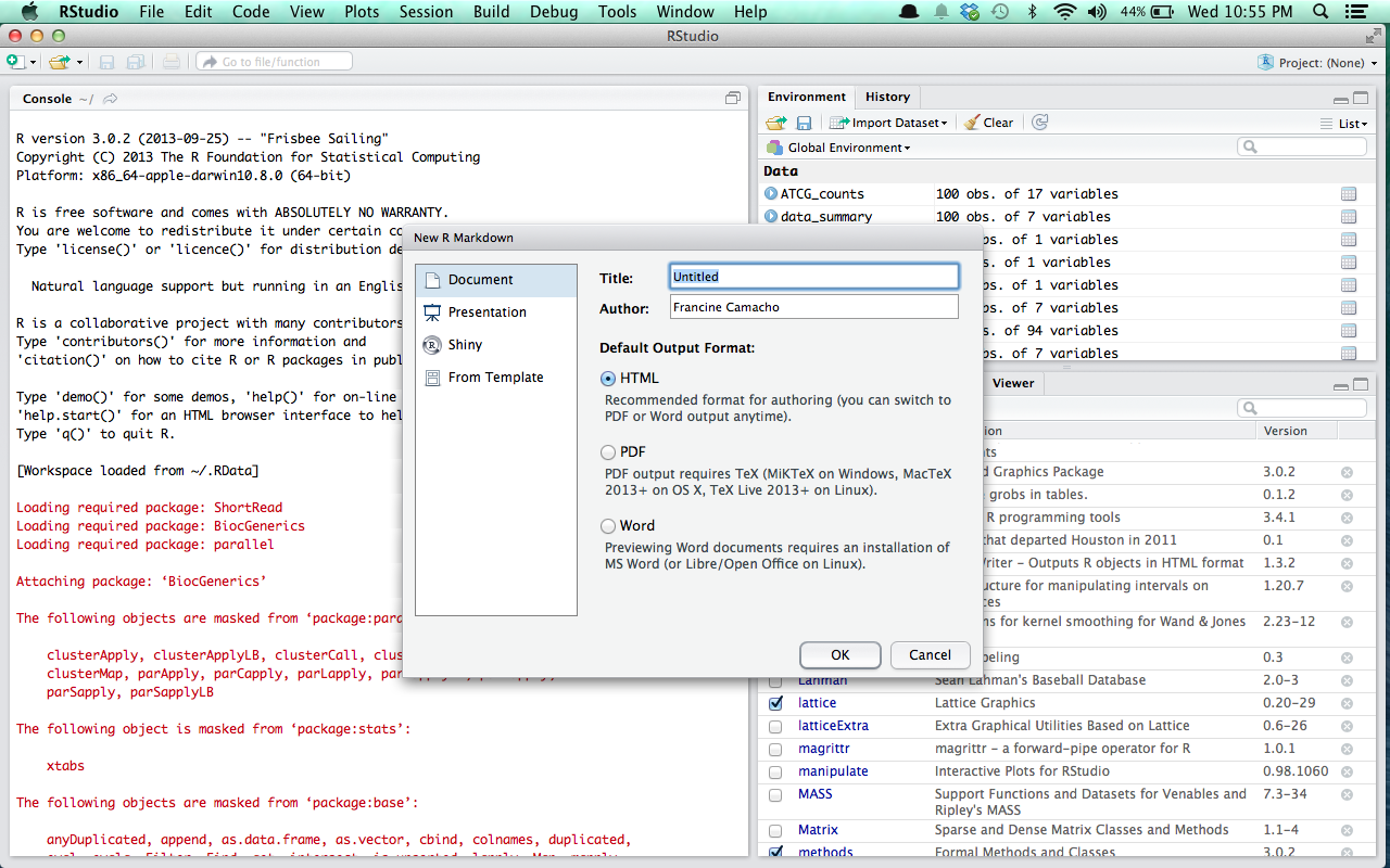 How To Use Knitr With Markdown In Rstudio – Francine Camacho, PhD ...